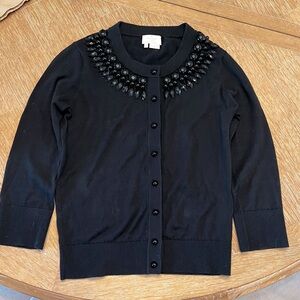 Kate Spade KITI Bejeweled Cardigan Size XXS black